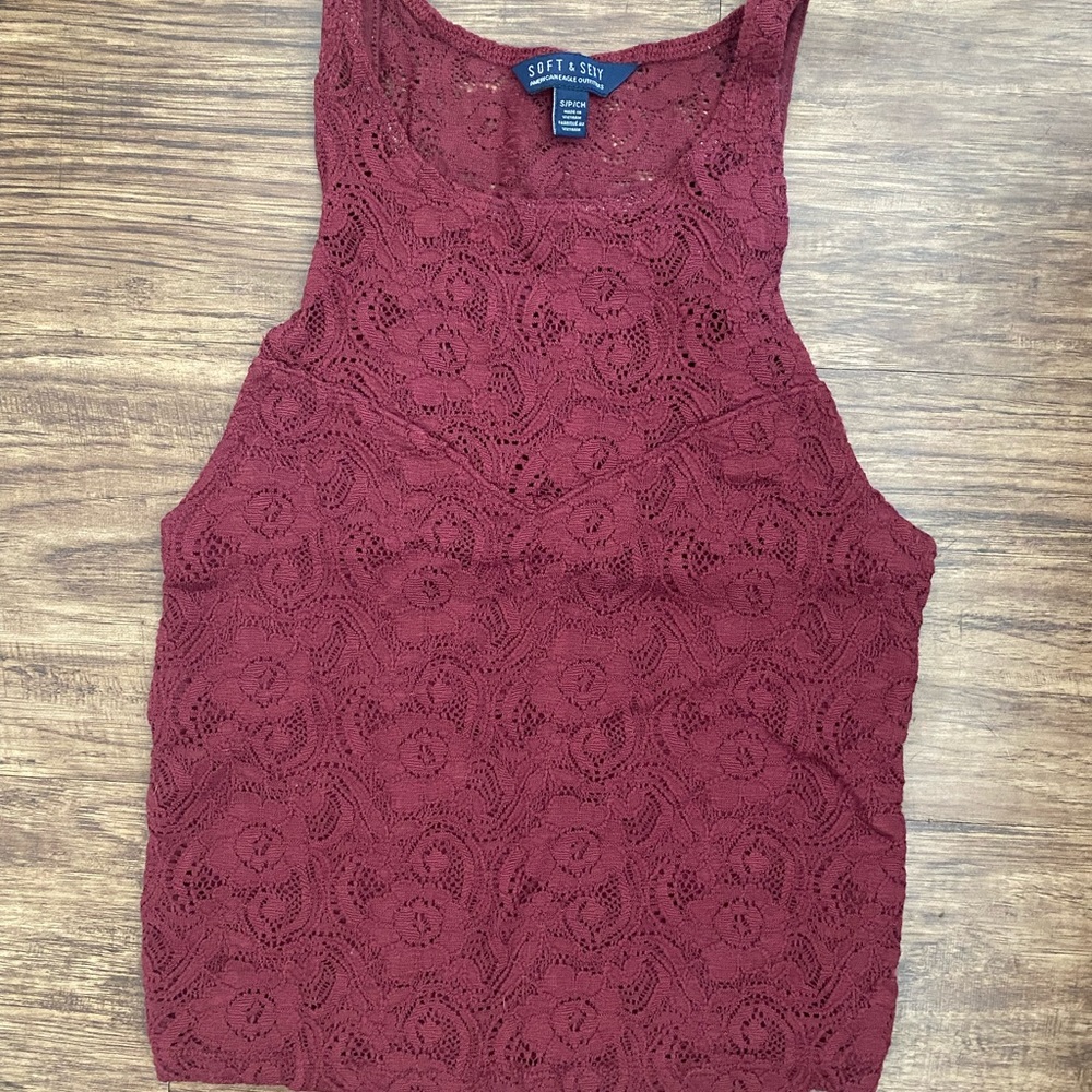 American Eagle Maroon Crop Top